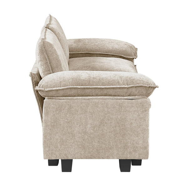 English Elm Modern Plush Chenille Loveseat with Pocket Coil Support, Reversible Cushions & Removable Zippers for Easy Care and Lasting Comfort taupe 34.5 L x 29 W x 8.5 H B011S01805