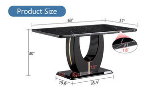 English Elm Modern modern simple luxury rectangular coffee table with sturdy base, easy-clean MDF, versatile use Black W1151S01395