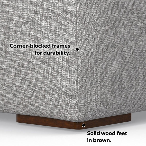 English Elm Rex Pale Grey Corner Sofa Module — Eco-Friendly Performance Fabric, Feather-Wrapped Foam Comfort, 40.6" B136P199233