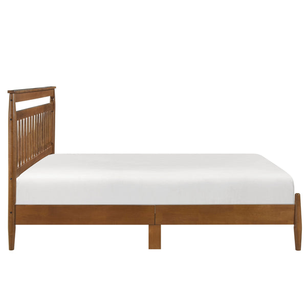 English Elm Transitional Queen Platform Bed with Arts & Crafts Inspired Wood Frame, Warm Finish, Slat Support Chestnut 60 L x 24.75 W x 6 H B011P207873