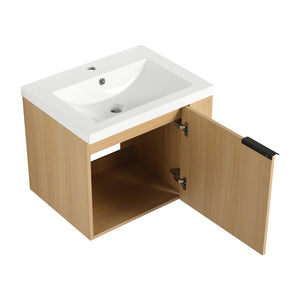English Elm 24" Bathroom Vanity Sink Combo - Modern Oak Cabinet Set With Ample Storage & Soft-Close Doors W1972P204941