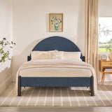 Queen Metal and Upholstered Bed with Arched Headboard Blue GASB5CBU Walker Edison