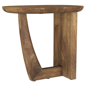 English Elm Alamitos Sculptural Mango Wood Side Table in Rich Brown with L-Shaped Legs, Artistic Rounded Rectangle Design B062P299785