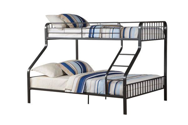 English Elm Caius Gunmetal Twin XL/Queen Bunk Bed Metal Frame with Built-In Ladder, Guardrail & 330lb Capacity B2726S00343