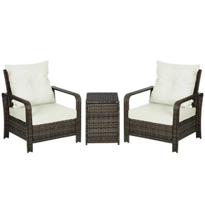 English Elm Wicker 3 Piece Outdoor Bistro Set with Pe Rattan Lounge Chairs and Storage Table T3971P444365