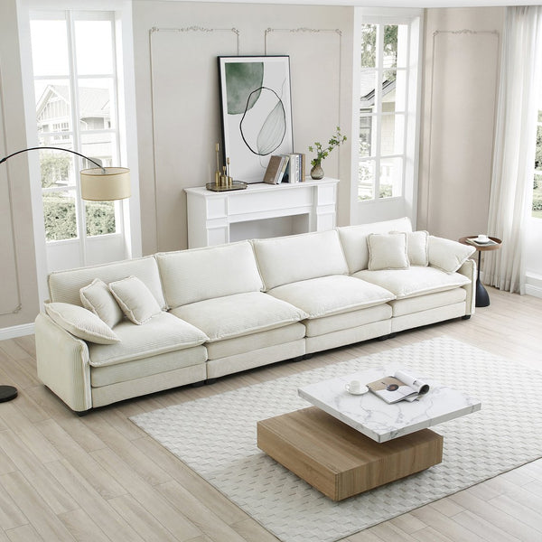 English Elm Corduroy Sofa - Stylish 4-Seater Upholstered Comfort For Modern Living Rooms And Offices, Easy Assembly! W714S00693