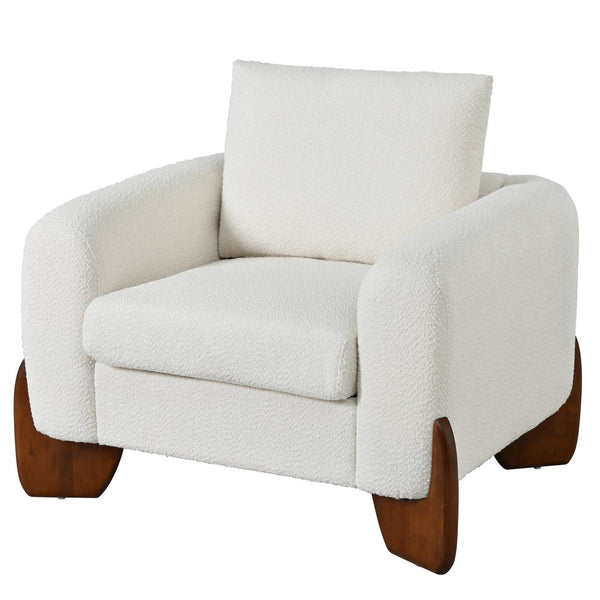 English Elm U_style Bouclé 3 Piece Living Room Sofa Set with Loveseat and Two Accent Armchairs Beige WY000479AAA