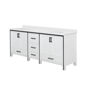 English Elm White Double Bath Vanity 84in W x22in D with Cultured Marble Top, Solid Wood, Soft-Close Drawers B2731P260751