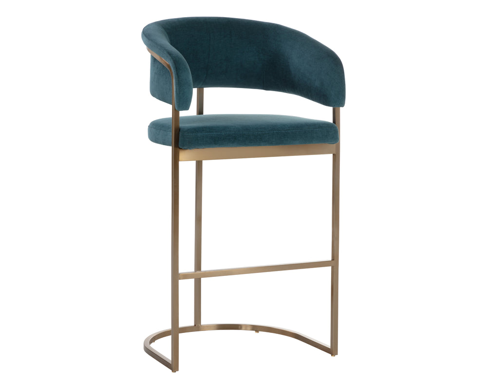 Sunpan Marris Barstool: Modern Elegance Meets Timeless Design in Luxurious Faux Leather and Steel Finish Gold / Danny Teal