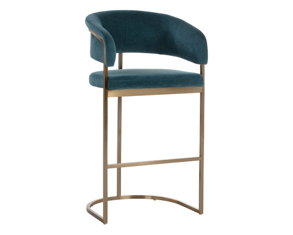 Sunpan Marris Barstool: Modern Elegance Meets Timeless Design in Luxurious Faux Leather and Steel Finish Gold / Danny Teal