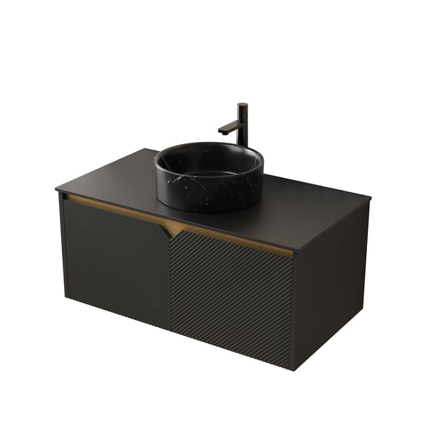 English Elm Noor Floating Bathroom Vanity 36 Inch Plywood Cabinet Walnut Finish Ceramic Basin W2615P380451