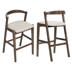English Elm Christopher Knight Home® - Balmain Rubberwood Barstool with Ergonomic Back and Plush Cushion, Modern Smooth-Line Design Set of 2 Beige,Dark Brown N775P318294D