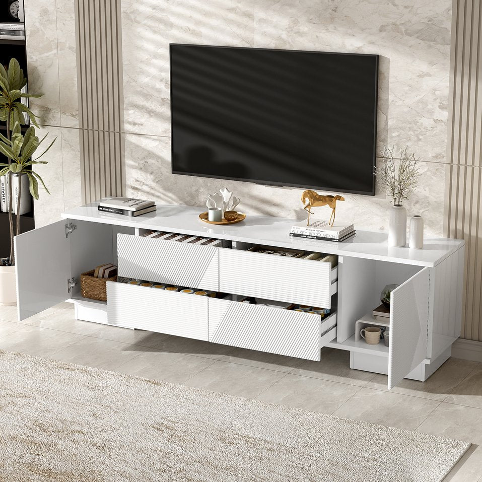 English Elm Vibe Haus Minimalist Media Console with Cabinets and Drawers for Living Room N724P360376K