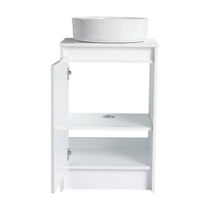 English Elm 32" Modern Freestanding Bathroom Vanity With Art Ceramic Sink & Small Storage Cabinet - Glossy White W999S00432