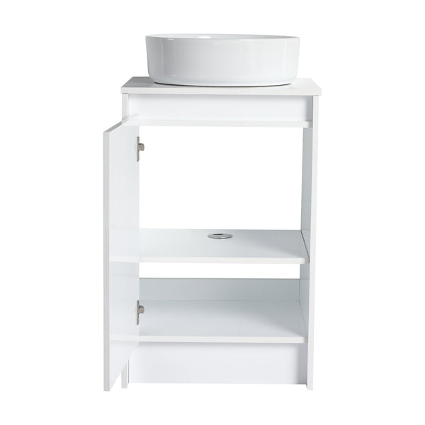 English Elm 32" Modern Freestanding Bathroom Vanity With Art Ceramic Sink & Small Storage Cabinet - Glossy White W999S00432