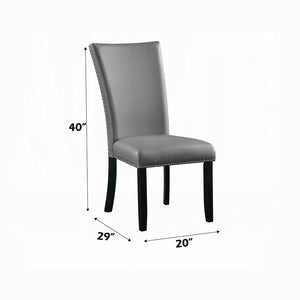 English Elm Modern Upholstered Side Chairs Set of 2 Gray Synthetic Leather Dining Chairs with Nailhead Trim, Black Legs, Comfortable Design for Entertaining B2741P336522