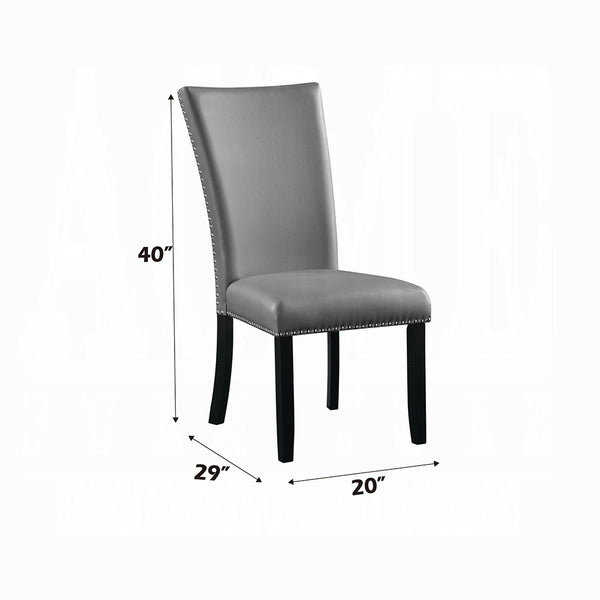English Elm Modern Upholstered Side Chairs Set of 2 Gray Synthetic Leather Dining Chairs with Nailhead Trim, Black Legs, Comfortable Design for Entertaining B2741P336522