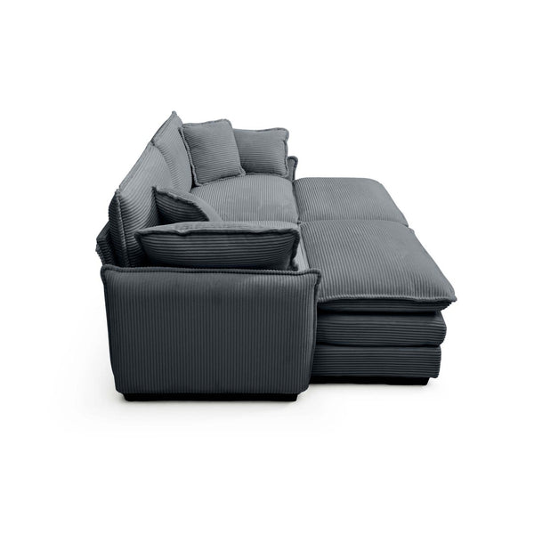 English Elm Two-Seater Theater Sofa In Grey Corduroy With Ottoman – Chic, Space-Saving Comfort For Small Spaces W714S00751-GIGA