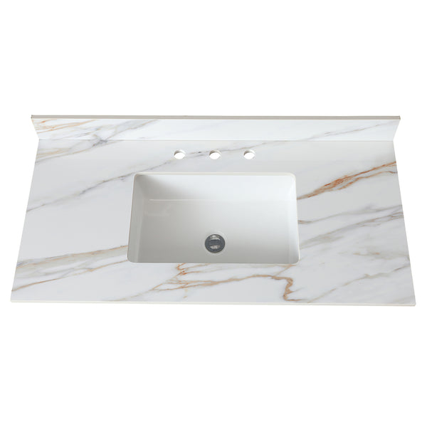 English Elm 43 Inch Marble Vanity Top - Elegant Carrara White Sink With 4" Backsplash & Durable Design For Bathrooms W2699P192444