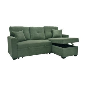 English Elm Sleeper Sectional with Storage Chaise Tufted Polyester Sofa Bed for Small Spaces W5568S00041