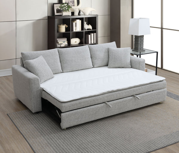 English Elm Connie Beige Boucle Sleeper Sectional Sofa w/ Full Pull-Out Bed, Removable Covers & Plush Foam Comfort B2726P250929