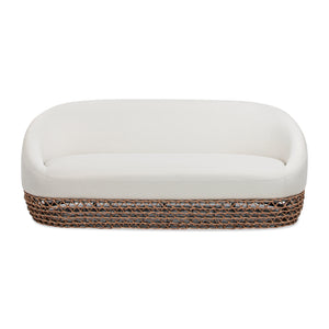 English Elm Jennifer Taylor Home - Willow 71" Outdoor Upholstered Deep Seating Sofa with Axroma Olefin, Golden Brown Wicker, Wheat Beige Elegance B2719P305700