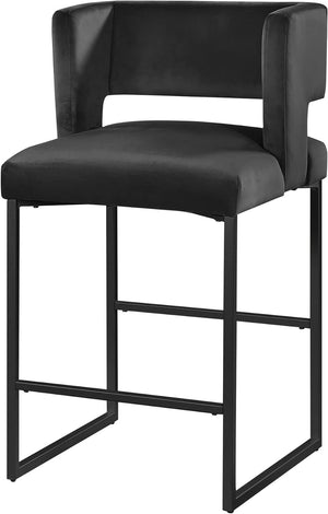English Elm Modern Glam Counter Stools Set of 2 Velvet Cushioned Seats with Gold Metal Legs Black B011P423327
