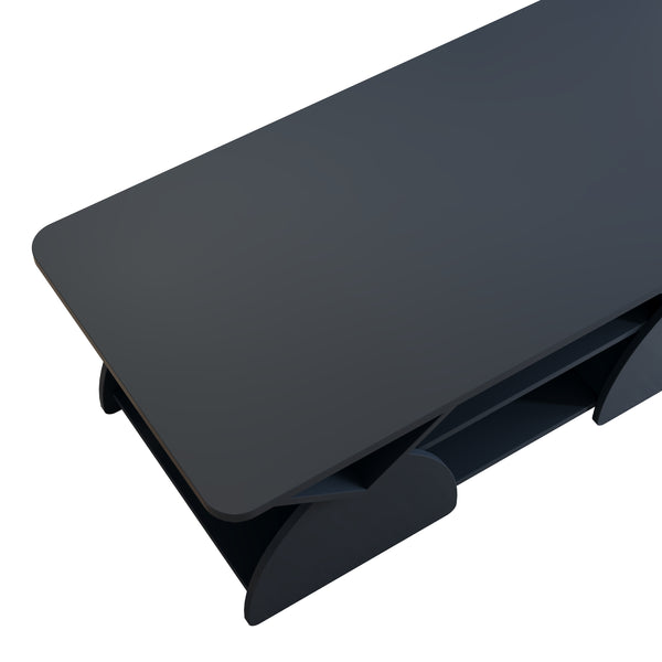 English Elm Engineered rounded corner rectangular coffee table with 6 cubbies, spacious tabletop, durable melamine finish Blue W2899P372761