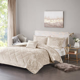 Intelligent Design Felicia Glam/Luxury Velvet Duvet Cover Set with Throw Pillow ID12-2403 Champagne