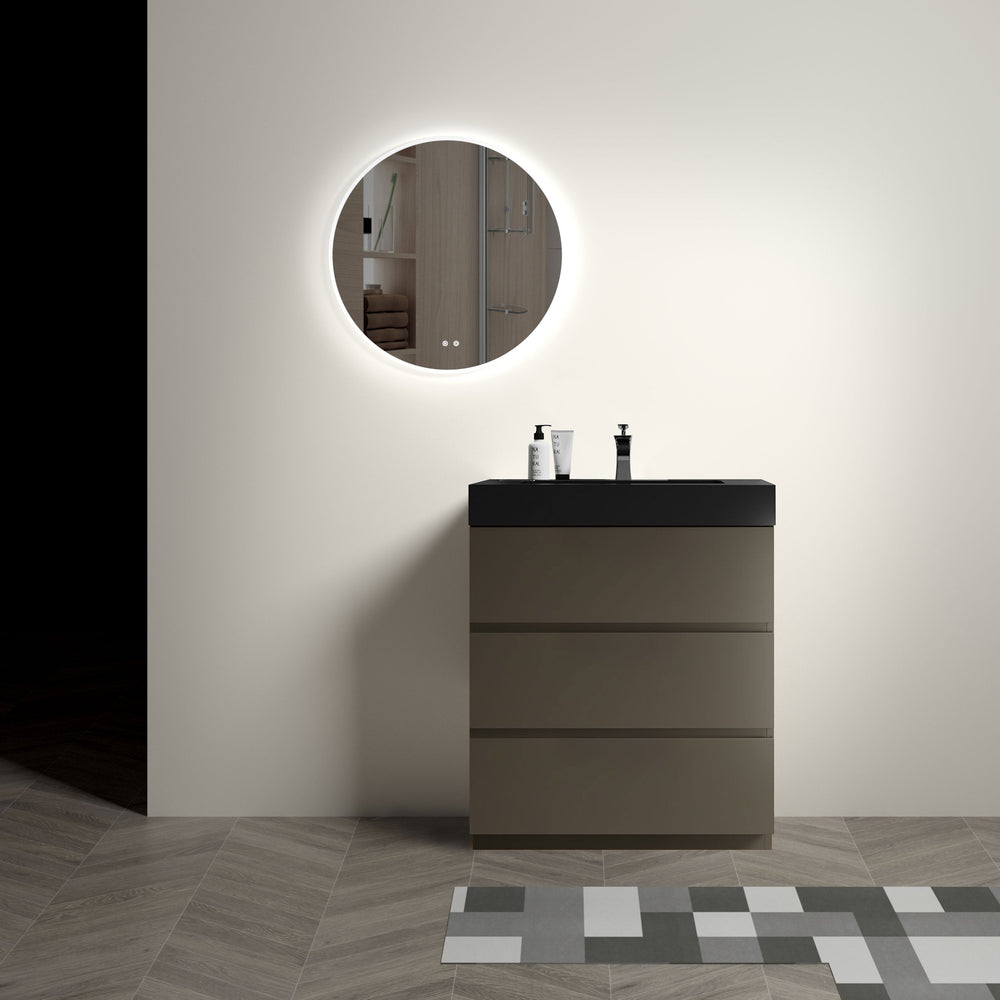 English Elm Alice 30" Gray Bathroom Vanity With Soft-Close Drawers, Modern One-Piece Sink, Pre-Assembled Elegance W1865S00029
