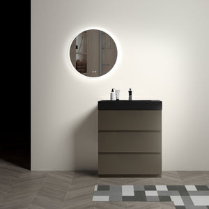 English Elm Alice 30" Gray Bathroom Vanity With Soft-Close Drawers, Modern One-Piece Sink, Pre-Assembled Elegance W1865S00029