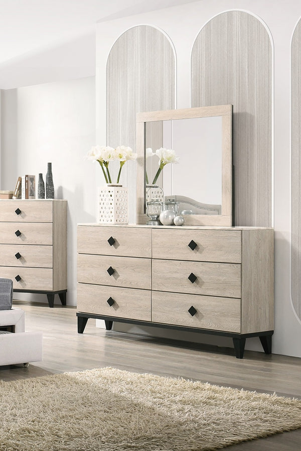 English Elm Modern Chest of Drawers with Faux Marble Top and Black Square Hardware - 4-Drawer Storage Accent Piece Cream 19 L x 34 W x 65 H B011P395428