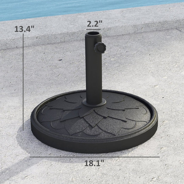 English Elm Umbrella Stand Resin Concrete Base with Lotus Relief Bronze Finish for Patio Decks T3971P426751