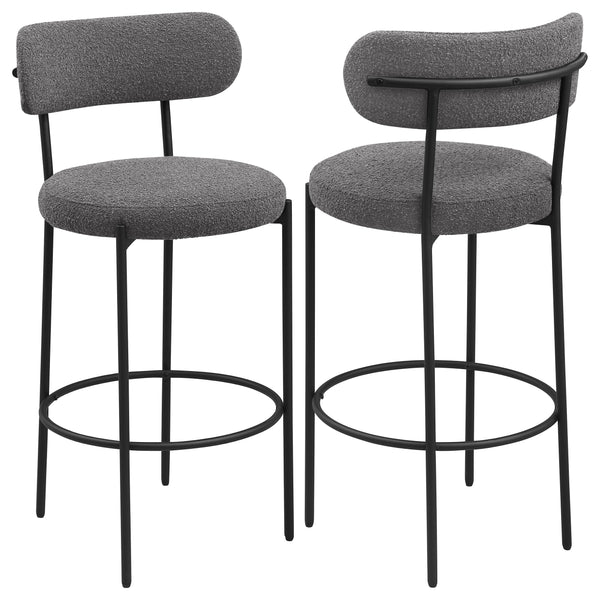 English Elm Concord Grey Boucle Bar Chair Set of 2 — Curved Back, Foam Cushioning, Ring Footrest, Modern Comfort B062P299855