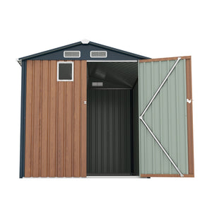English Elm 6x8ft Outdoor Steel Storage Shed Lockable Vented Galvanized Metal Garden Backyard Tool Unit Yellow W1598P361332