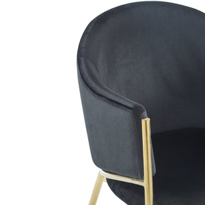 English Elm Christopher Knight Home® - Modern Velvet Upholstered Dining Chair with Plush Velvet Seat and Sleek Metallic Frame for Comfort Black,Gold 32.25 L x 23.75 W x 21.25 H N776P224512B