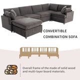 English Elm [ Video Provided] Modern Large U-Shape Sectional Sofa, With Removable Ottomans For Living Room (6-Seater)