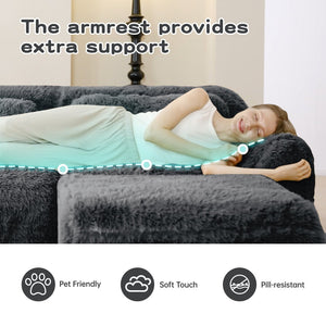 English Elm 149'' Plush Modular Cloud Sofa Boneless Ergonomic Design for Home Theater Lounge Dark Grey W714S01553