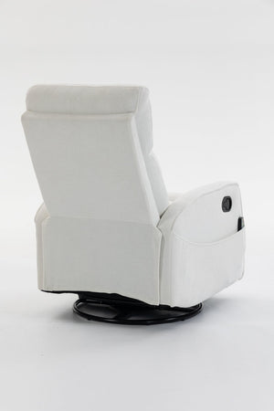 English Elm Short Plush Swivel Recliner Armchair with 360 Degree Rotation for Living Room Cream White W547P437353