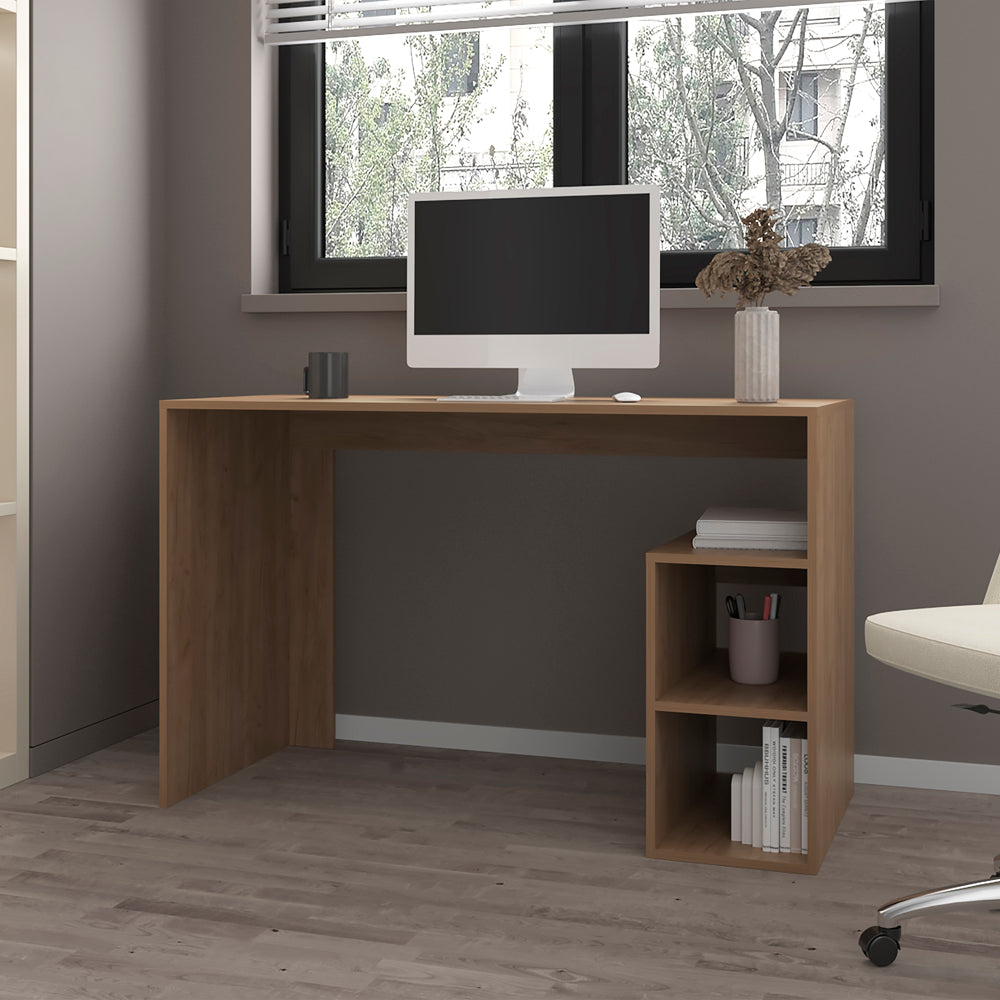 English Elm Rolla Modern Minimalist Desk in Light Oak – Durable Engineered Wood, Open Shelves, Spacious 53.1" L B092P254741