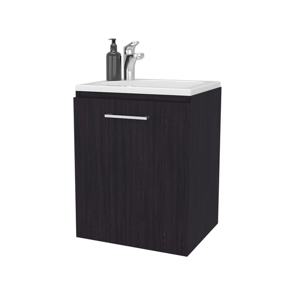 English Elm Wengue Floating Bathroom Vanity with Integrated Sink, Wall-Mounted Minimalist Soft-Close Storage B062P303921