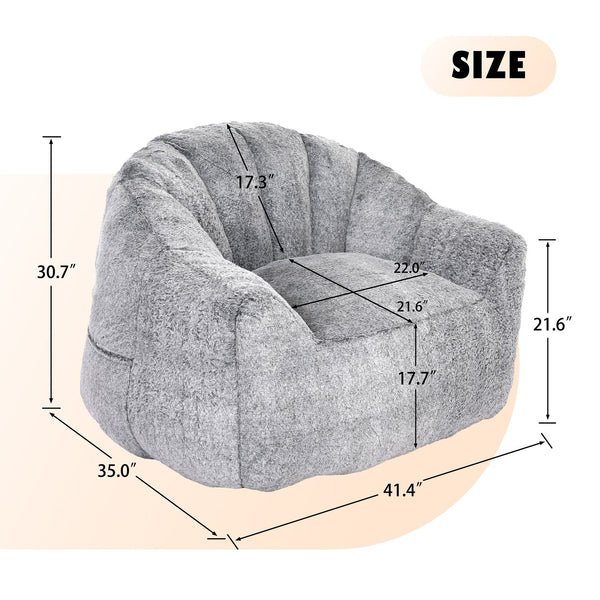 English Elm Bean Bag Chair – Cozy Faux-Fur Sofa With Armrests, High-Density Foam, Stylish For Living Room & More W2200P313806