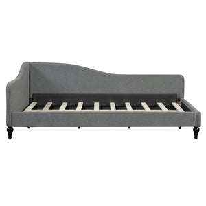 English Elm Twin L-Shaped Linen Daybed with Solid Wood Legs — Semi-Enclosed Modern Design, Durable Support Gray SF100145AAE