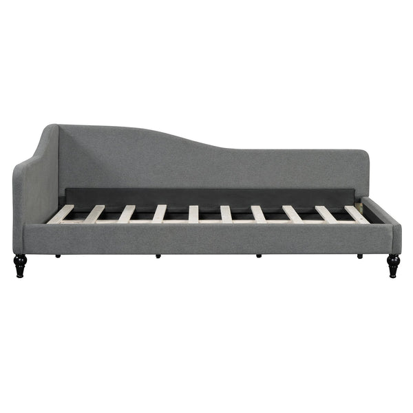 English Elm Twin L-Shaped Linen Daybed with Solid Wood Legs — Semi-Enclosed Modern Design, Durable Support Gray SF100145AAE