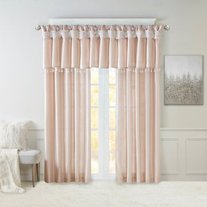 English Elm Twist Tab Lined Curtain Panel Blush 50X84" - Luxurious Faux Silk, Elegant Draping & Easy Installation B03598207-GIGA
