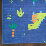 Nourison Imagination IMA16 Machine Made Machine Printed Narrow Border Indoor Only Kids  Rug Navy Multicolor, Navy Multicolor Pile, 100% Polyester 841491134542