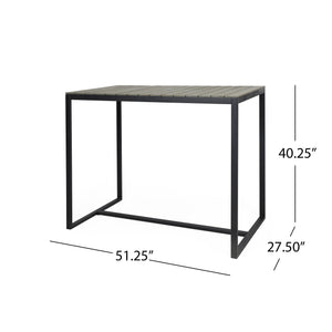 English Elm Christopher Knight Home® - EZRA Outdoor Industrial Acacia Wood Bar Table with Teak Finish and Iron Frame for Stylish Patios Grey+Black 70261.00GRY