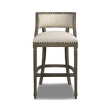 English Elm Paris 30.5” Farmhouse Bar Stool With Backrest, Light Beige Linen