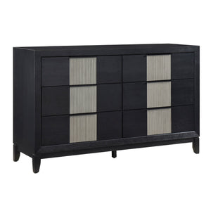 English Elm Contemporary Solid Wood Six Drawer Dresser with Reeded Panels for Modern Bedrooms B011P456451