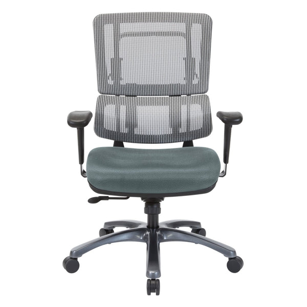 OSP Home Furnishings Vertical Mesh Back Ergonomic Manager Chair with Lumbar Support and Polished Base Titanium 99667T-2M